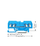 4-conductor through terminal block; 1.5 mm²; suitable for Ex i applications; center marking; for DIN-rail 35 x 15 and 35 x 7.5; CAGE CLAMP®; 1,50 mm²; blue