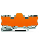 1-conductor/1-pin terminal block for pluggable modules; 10-pole; with 2 jumper positions; with orange separator plate; for DIN-rail 35 x 15 and 35 x 7.5; 4 mm²; CAGE CLAMP®; 4,00 mm²; gray