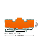 2-pin terminal block for pluggable modules; 4-pole; with 2 jumper positions; with orange separator plate; for DIN-rail 35 x 15 and 35 x 7.5; 4,00 mm²; gray