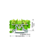 3-conductor ground terminal block; 1 mm²; suitable for Ex e II applications; side and center marking; for DIN-rail 35 x 15 and 35 x 7.5; Push-in CAGE CLAMP®; 1,00 mm²; green-yellow