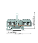 4-conductor disconnect terminal block; for DIN-rail 35 x 15 and 35 x 7.5; 2.5 mm²; CAGE CLAMP®; 2,50 mm²; gray