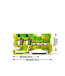 2-conductor/1-pin ground carrier terminal block; for DIN-rail 35 x 15 and 35 x 7.5; 4 mm²; CAGE CLAMP®; 4,00 mm²; green-yellow