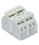 4-conductor chassis-mount terminal strip; 2-pole; without ground contact; for 3 mm ø screw and nut; with 2x pin; 4 mm²; 4,00 mm²; white