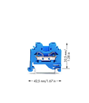 2-conductor through terminal block; 4 mm²; suitable for Ex i applications; lateral marker slots; for DIN-rail 35 x 15 and 35 x 7.5; CAGE CLAMP®; 4,00 mm²; blue