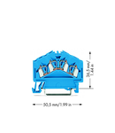 4-conductor through terminal block; 2.5 mm²; suitable for Ex i applications; center marking; for DIN-rail 35 x 15 and 35 x 7.5; CAGE CLAMP®; 2,50 mm²; blue