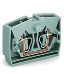 2-conductor end terminal block; without push-buttons; with fixing flange; for screw or similar mounting types; Fixing hole 3.2 mm Ø; 2.5 mm²; CAGE CLAMP®; 2,50 mm²; gray