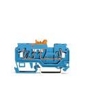 2-conductor disconnect/test terminal block; with pivoting knife disconnect; with test port; orange disconnect link; suitable for Ex i applications; for DIN-rail 35 x 15 and 35 x 7.5; 2.5 mm²; CAGE CLAMP®; 2,50 mm²; blue