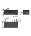 THT male header; 0.8 x 0.8 mm solder pin; straight; Pin spacing 3.5 mm; 4-pole; black