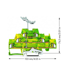 Triple-deck terminal block; 6-conductor ground terminal block; with marker carrier; internal commoning; for DIN-rail 35 x 15 and 35 x 7.5; 2.5 mm²; CAGE CLAMP®; 2,50 mm²; green-yellow