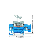 Double-deck terminal block; Through/through terminal block; with additional jumper position on lower level; for DIN-rail 35 x 15 and 35 x 7.5; 2.5 mm²; CAGE CLAMP®; 2,50 mm²; blue/gray