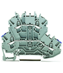 Double-deck terminal block; Through/through terminal block; N/L; without marker carrier; suitable for Ex e II applications; Blue conductor entry lower deck; for DIN-rail 35 x 15 and 35 x 7.5; 2.5 mm²; Push-in CAGE CLAMP®; 2,50 mm²; gray