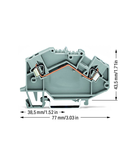 2-conductor through terminal block; 2.5 mm²; center marking; for DIN-rail 35 x 15 and 35 x 7.5; CAGE CLAMP®; 2,50 mm²; gray