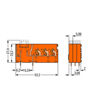 Stackable 3-conductor PCB terminal block; with fuse mounting; 2.5 mm²; Pin spacing 5.08 mm; 1-pole; CAGE CLAMP®; 2,50 mm²; orange