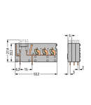 Stackable 3-conductor PCB terminal block; with fuse mounting; 2.5 mm²; Pin spacing 5 mm; 1-pole; CAGE CLAMP®; 2,50 mm²; gray