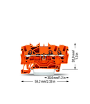 3-conductor through terminal block; 1.5 mm²; suitable for Ex e II applications; side and center marking; for DIN-rail 35 x 15 and 35 x 7.5; Push-in CAGE CLAMP®; 1,50 mm²; orange