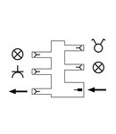 Distribution connector for switches; Single-pole switch and series circuit; 3-pole; Cod. A/S; 1 input; 5 outputs; black