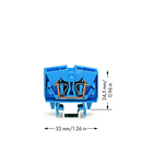 2-conductor miniature through terminal block; 2.5 mm²; with test option; suitable for Ex i applications; center marking; for DIN-15 rail; CAGE CLAMP®; 2,50 mm²; blue