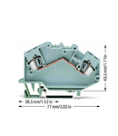 2-conductor through terminal block; 4 mm²; center marking; for DIN-rail 35 x 15 and 35 x 7.5; CAGE CLAMP®; 4,00 mm²; gray