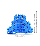 Triple-deck terminal block; Through/through/through terminal block; N/N/N; without marker carrier; for Ex e II and Ex i applications; for DIN-rail 35 x 15 and 35 x 7.5; 2.5 mm²; Push-in CAGE CLAMP®; 2,50 mm²; blue