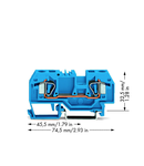 2-conductor through terminal block; 6 mm²; suitable for Ex i applications; center marking; for DIN-rail 35 x 15 and 35 x 7.5; CAGE CLAMP®; 6,00 mm²; blue