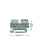 Double potential terminal block; 2.5 mm²; side and center marking; for DIN-rail 35 x 15 and 35 x 7.5; CAGE CLAMP®; 2,50 mm²; gray