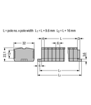 2-conductor terminal strip; 12-pole; without push-buttons; with fixing flanges; for screw or similar mounting types; Fixing hole 3.2 mm Ø; 2.5 mm²; CAGE CLAMP®; 2,50 mm²; gray