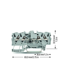 Component terminal block; 4-conductor; with diode 1N4007; anode, right side; for DIN-rail 35 x 15 and 35 x 7.5; 1.5 mm²; Push-in CAGE CLAMP®; 1,50 mm²; gray