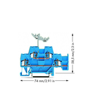 Double-deck terminal block; Through/through terminal block; with additional jumper position on lower level; suitable for Ex i applications; for DIN-rail 35 x 15 and 35 x 7.5; 2.5 mm²; CAGE CLAMP®; 2,50 mm²; blue/blue