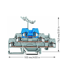 Triple-deck terminal block; Through/through/through terminal block; for DIN-rail 35 x 15 and 35 x 7.5; 2.5 mm²; CAGE CLAMP®; 2,50 mm²; gray/gray/blue