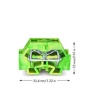 4-conductor terminal block; without push-buttons; with fixing flange; for screw or similar mounting types; Fixing hole 3.2 mm Ø; 4 mm²; CAGE CLAMP®; 4,00 mm²; green-yellow