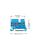 3-conductor through terminal block; 2.5 mm²; suitable for Ex i applications; side and center marking; for DIN-rail 35 x 15 and 35 x 7.5; CAGE CLAMP®; 2,50 mm²; blue