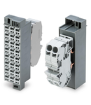 Common potential matrix patchboard; Marking 1-24; with 2 input modules incl. end plate; Color of modules: gray; Numbering of modules arranged vertically; for 19" racks; Slimline version; 2,50 mm²; dark gray