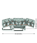 Double potential terminal block; 2.5 mm²; center marking; for DIN-rail 35 x 15 and 35 x 7.5; CAGE CLAMP®; 2,50 mm²; gray