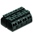 4-conductor chassis-mount terminal strip; 4-pole; PE-N-L1-L2; without ground contact; for 3 mm ø screw and nut; 4 mm²; 4,00 mm²; black