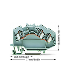 3-conductor through terminal block; 4 mm²; center marking; for DIN-rail 35 x 15 and 35 x 7.5; CAGE CLAMP®; 4,00 mm²; gray