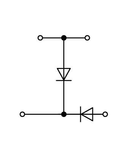 Component terminal block; double-deck; with 2 diodes 1N4007; Top anode, right-side anode; for DIN-rail 35 x 15 and 35 x 7.5; 2.5 mm²; Push-in CAGE CLAMP®; 2,50 mm²; gray