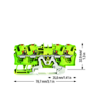 4-conductor ground terminal block; 4 mm²; with test port; side and center marking; for DIN-rail 35 x 15 and 35 x 7.5; Push-in CAGE CLAMP®; 4,00 mm²; green-yellow