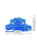 4-conductor double deck terminal block; Through/through terminal block; N/N; without marker carrier; suitable for Ex i applications; for DIN-rail 35 x 15 and 35 x 7.5; 2.5 mm²; Push-in CAGE CLAMP®; 2,50 mm²; blue