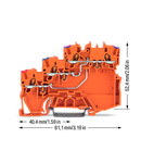 3-conductor sensor supply terminal block; for PNP (positive) switching sensors; with colored conductor entries; 1 mm²; Push-in CAGE CLAMP®; 1,00 mm²; orange