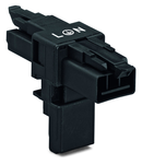 T-distribution connector; 3-pole; Cod. A; 1 input; 2 outputs; 2 locking levers; black
