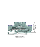 4-pin, double-deck carrier terminal block; 4-pin through terminal block; L; internal commoning; female plug conductor entry with violet marking; for DIN-rail 35 x 15 and 35 x 7.5; gray