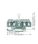 3-conductor disconnect terminal block; for DIN-rail 35 x 15 and 35 x 7.5; 4 mm²; CAGE CLAMP®; 4,00 mm²; gray