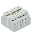 4-conductor chassis-mount terminal strip; 3-pole; without ground contact; for 3 mm ø screw and nut; 4 mm²; 4,00 mm²; white