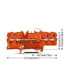 4-conductor disconnect/test terminal block; with test option; orange disconnect link; for DIN-rail 35 x 15 and 35 x 7.5; 2.5 mm²; Push-in CAGE CLAMP®; 2,50 mm²; orange