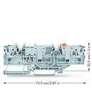 2-conductor carrier terminal block; for DIN-rail 35 x 15 and 35 x 7.5; 2.5 mm²; Push-in CAGE CLAMP®; 2,50 mm²; gray