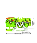 3-conductor ground terminal block; 2.5 mm²; with test port; side and center marking; for DIN-rail 35 x 15 and 35 x 7.5; Push-in CAGE CLAMP®; 2,50 mm²; green-yellow