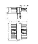 T-distribution connector; 5-pole; Cod. A; 1 input; 2 outputs; 3 locking levers; for flying leads; black