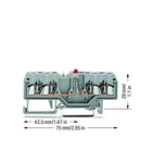 Component terminal block; 4-conductor; LED (red); 24 VDC; for DIN-rail 35 x 15 and 35 x 7.5; 2.5 mm²; CAGE CLAMP®; 2,50 mm²; gray