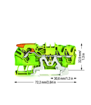 3-conductor ground terminal block; 2.5 mm²; with test port; side and center marking; for DIN-rail 35 x 15 and 35 x 7.5; Push-in CAGE CLAMP®; 2,50 mm²; green-yellow