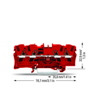 4-conductor through terminal block; 4 mm²; suitable for Ex e II applications; side and center marking; for DIN-rail 35 x 15 and 35 x 7.5; Push-in CAGE CLAMP®; 4,00 mm²; red